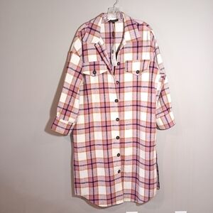 Funsport plaid coat Pink Size L New  Longline